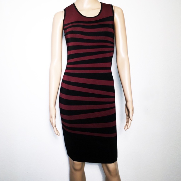 INC STRIPED BANDAGE  BODYCON DRESS SZ L - Picture 1 of 3